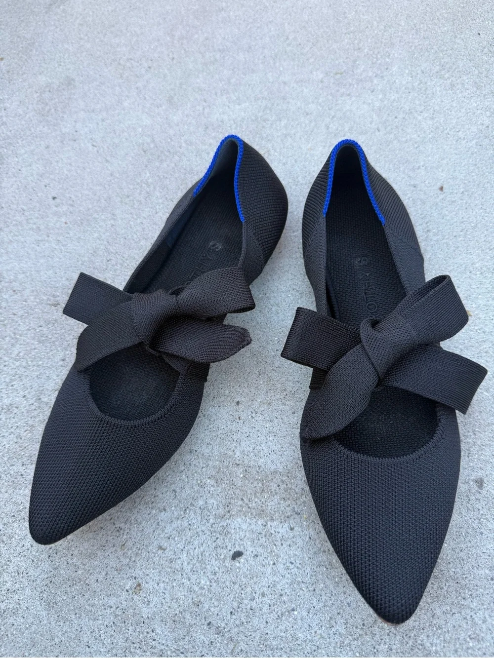 Rothy’s The Point Mary Jane Black Flats with Bow Classic Women’s Size 8